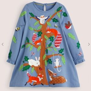 MINI BODEN WOODLAND ANIMALS DRESS girls 6-7 years